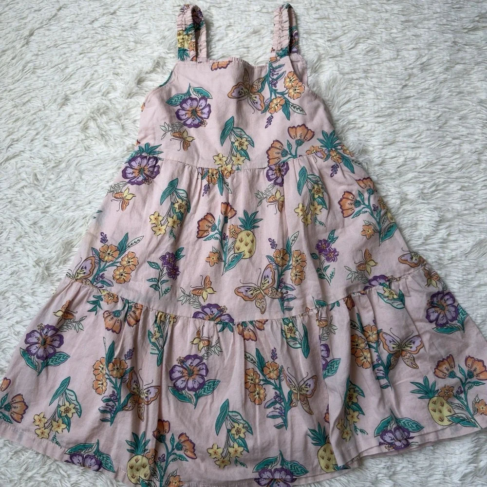 Carter's Toddler Girl Pink Tropical Floral Butterfly Sun Dress Size 4T
